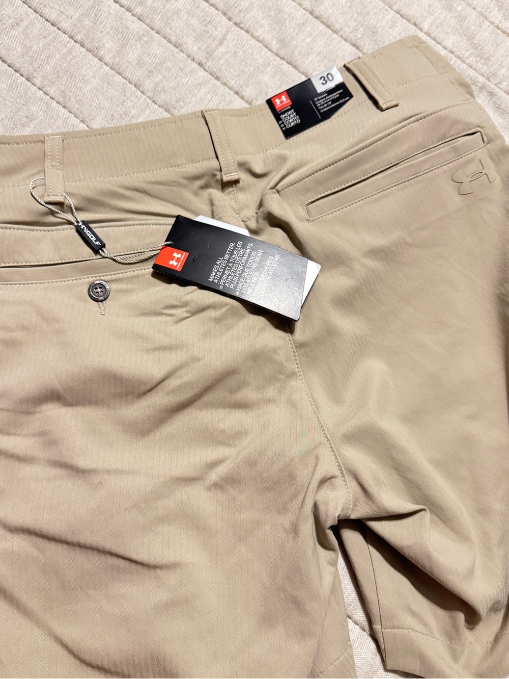 Under Armour Tan Performance Shorts with Gray Liner